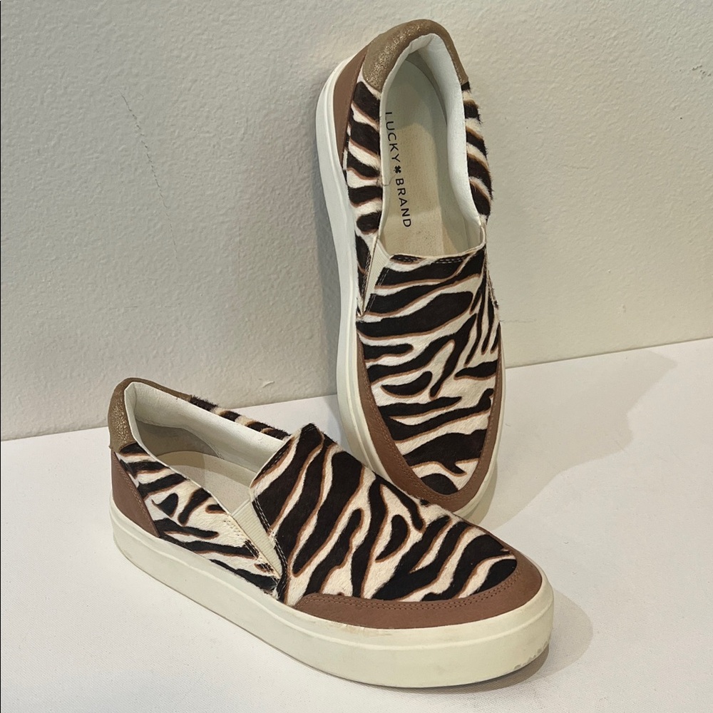 New w/o box Lucky Brand Animal Print Slip-On Loafer Cow Hair Women’s 8.5